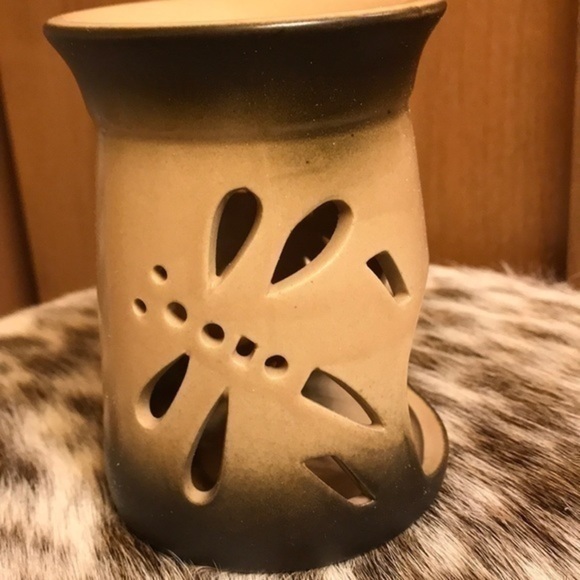 Mini candle wax scent melter Dragonfly Design black and tan - Picture 3 of 4